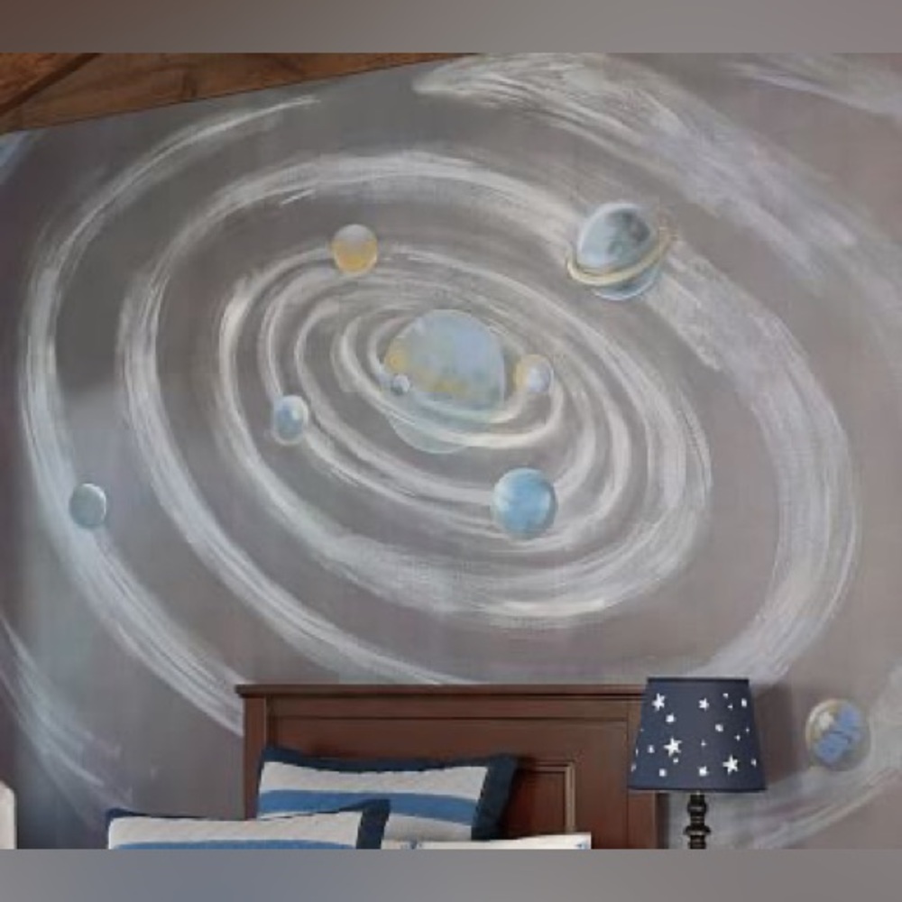 New POTTERY BARN KIDS PLANET MURAL WALLPAPER ART 10.5’X7’